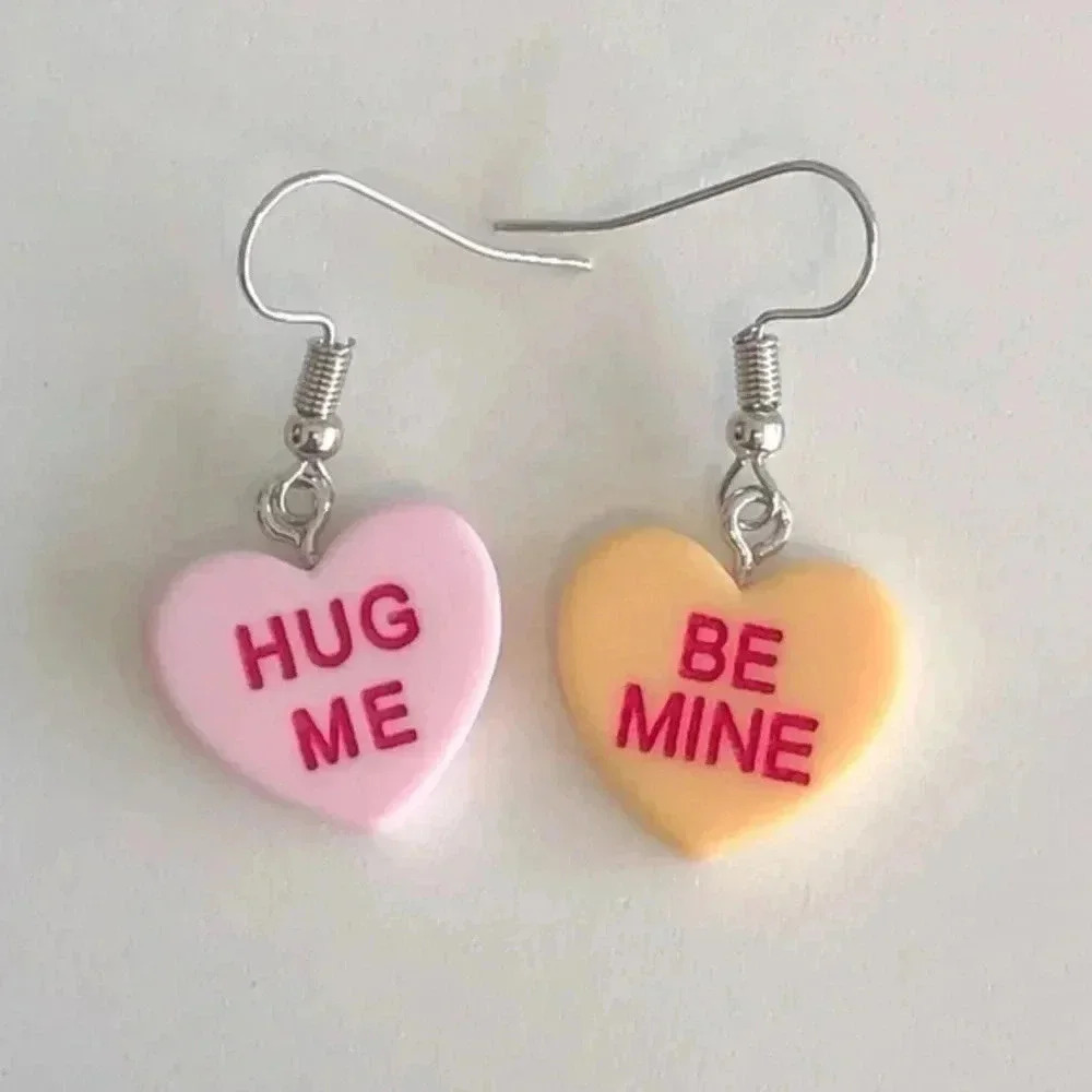 Valentines Conversation Hearts Drop Earrings 2 NWT